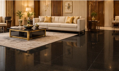 design visualisation of Absolute Black Granite: Living-room floor