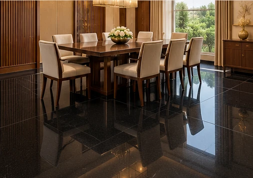 design visualisation of Absolute Black Granite: Dining-room floor