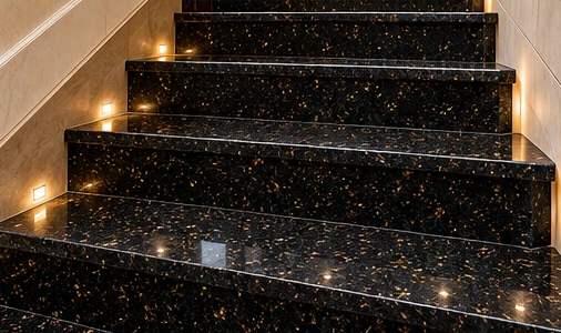 design visualisation of Black Galaxy Granite: Stair detail