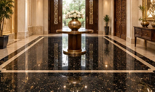 design visualisation of Black Galaxy Granite: Entrance floor