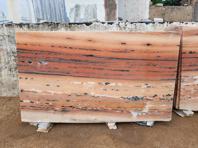 Warm-toned banded stone slab — enhanced business photograph