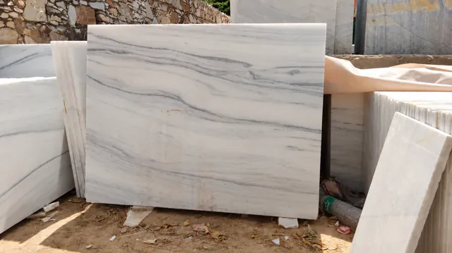 Light marble slab with sweeping grey lines — enhanced business photograph