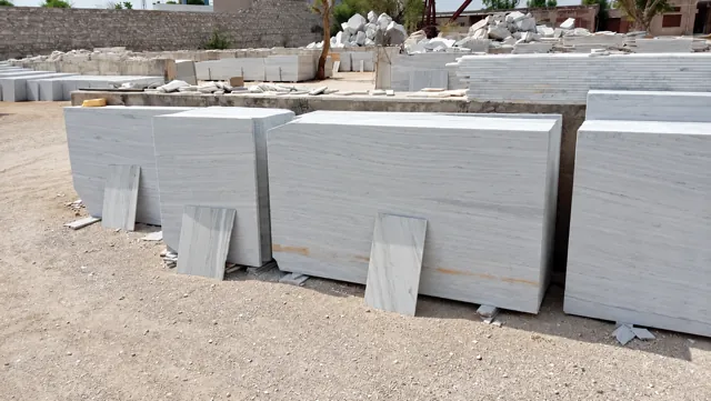 Light marble slabs in the Makrana yard — enhanced business photograph