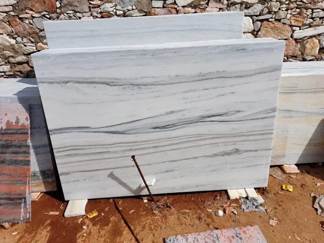 White marble slab with contrasting grey bands — enhanced business photograph