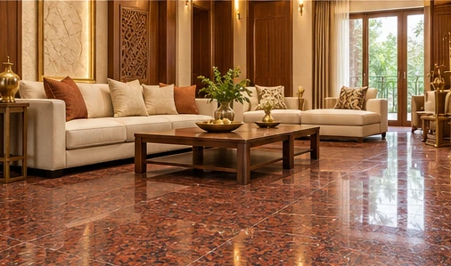 design visualisation of Jhansi Red Granite: Living-room floor