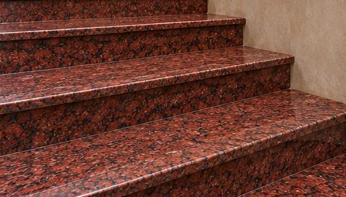 design visualisation of Lakha Red Granite: Stair detail