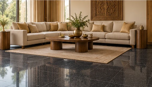 design visualisation of Rajasthan Black Granite: Living-room floor